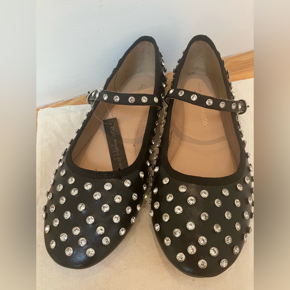 Studded Black Mary Jane Flats